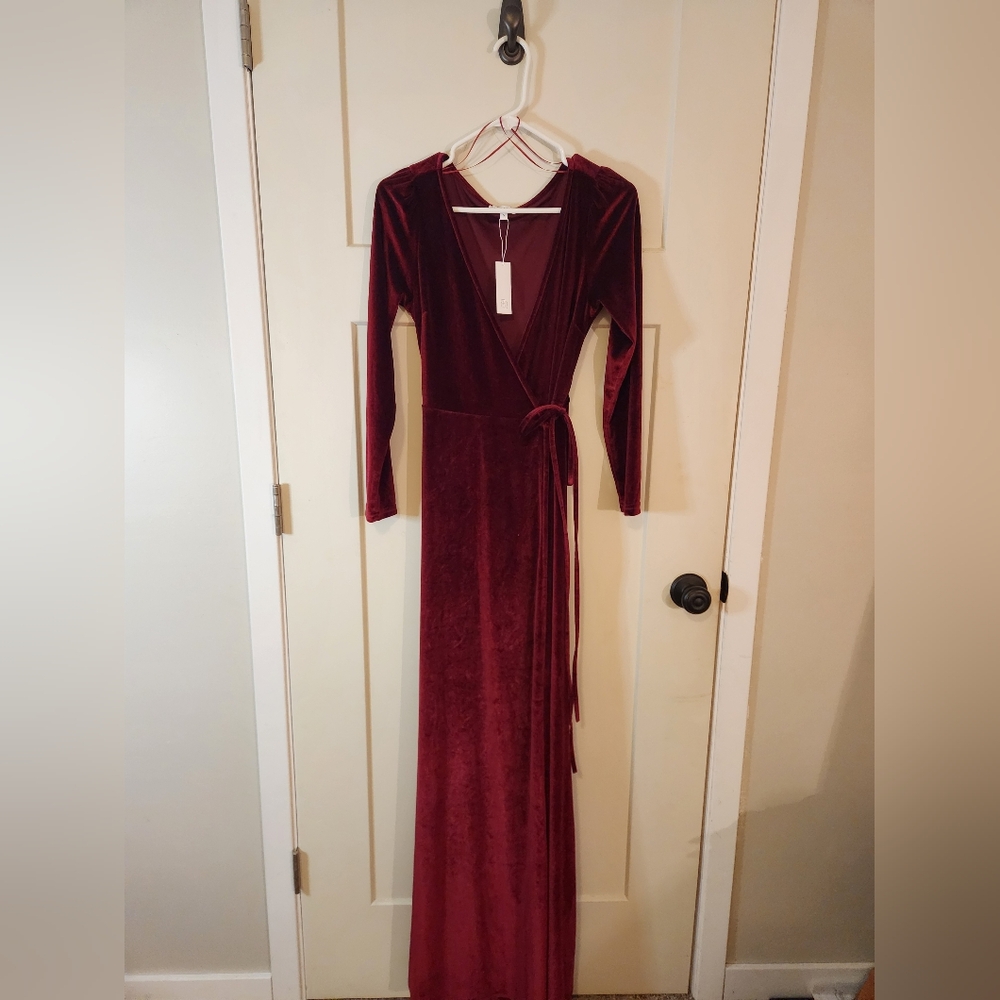 Merlot red velvet wrap dress Baltic Born Small